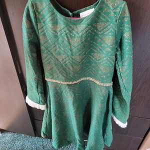 Girls size 7 gold and green holiday dress